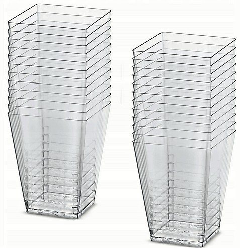 PLASTOVÉ NÁDOBKY 150ml 24KS Štvorcový hrnček PYRAMÍDA NA DEZERTY DEZERTY