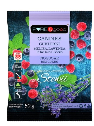 CUKRÍKY S MELISSOU, LEVANDUĽOU A LESNÝM OVOCIAM SO STÉVIOU BEZ CUKRU 50 g -