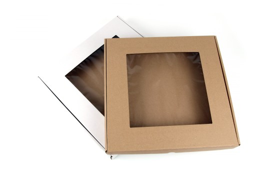 25x20x5 cm Štvorcová krabica s okienkom - Eko hnedá - Sada 5 ks