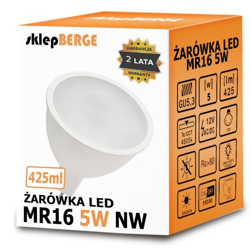 LED žiarovka MR16 5W 12V neutrál