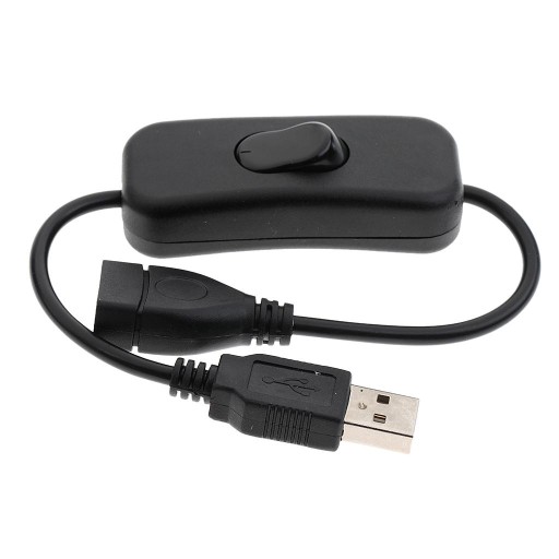 Predlžovací USB kábel s vypínačom, čierny
