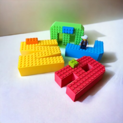 PÍSMENA KAJAWIS v LEGO štýle, 3D dekorácie, písmená L, dekorácia na státie