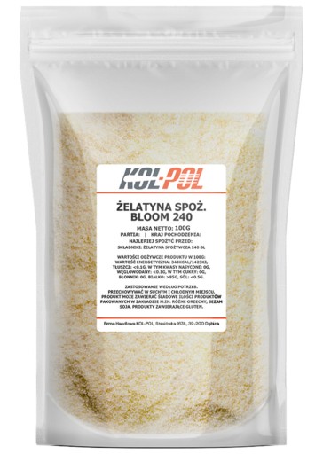 JEDÁLNA ŽELATÍNA 240 BLOOM 100g Pre kĺby kvalita | KOL-POL