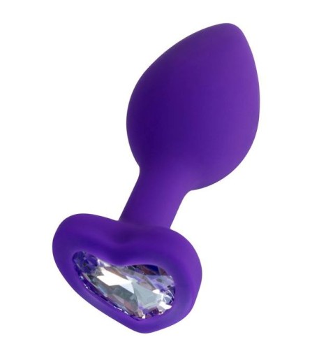 Diamantový análny kolík Medium Heart, 7 cm, fialová predohra pre začiatočníkov