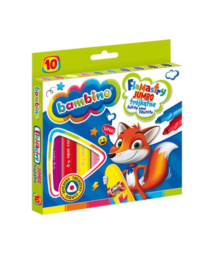 Trojuholníkové fixky JUMBO, 10 farieb Bambino