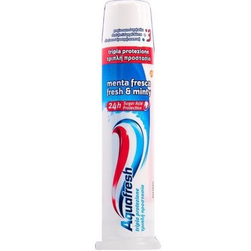 Aquafresh Fresh Minty zubná pasta s pumpičkou TUBA Triple 1450ppm 100ml