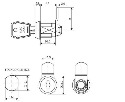 VAČKOVÝ ZÁMOK PRE EURO ZÁMKY B671 SKRIŇKY 19x20 mm