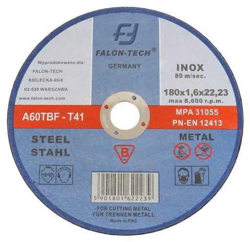 INOX DISK 180X1,6mm NA REZANIE KOVOVEJ OCELE LIATINY INOX DROT 180MM 1,6MM