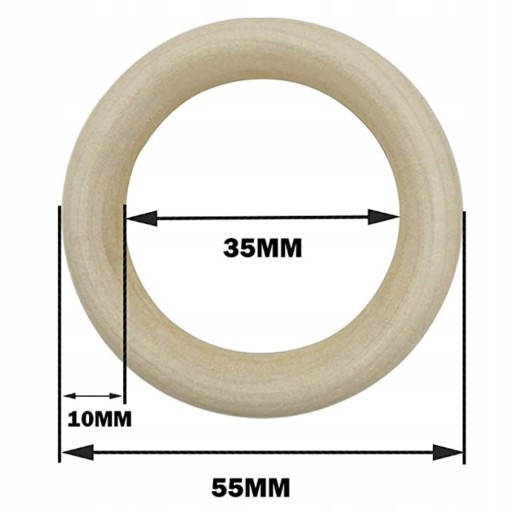 Drevený bukový krúžok 55 mm na závesové tyče Macrame Ring