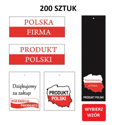 DEKORATÍVNE etikety / POĽSKÝ VÝROBOK / VLAJKA / 200x