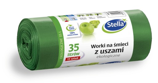 Vrecia na odpad 35L/15ks. s ušami Eko zelená STELLA