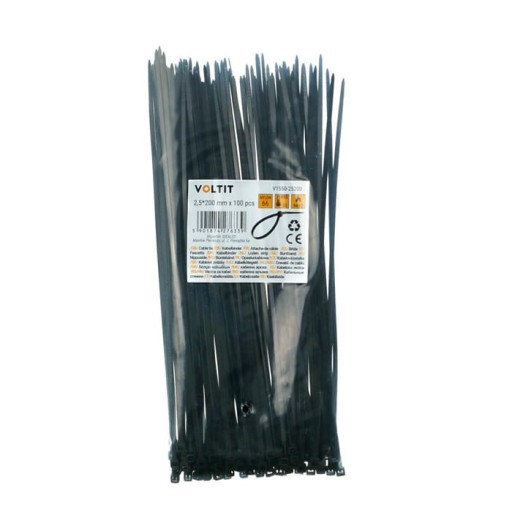 Sťahovacia páska 2,5 x 200 Nylon 66 Čierna - 100 ks.
