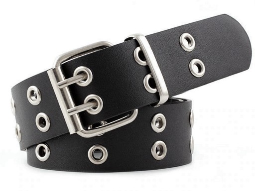 Opasok na nohavice Black Double Chain Silver Gothic Punk