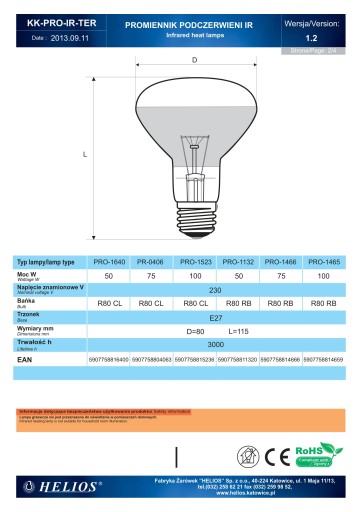 E27 infražiarič 100W 80mm R-80 pre terárium PRO-1465