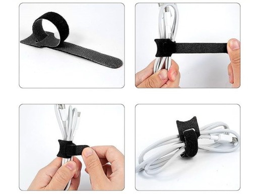 VELCRO PÁSKA ORGANIZÁTOR NA KABEL SVIEČKA KRVAZA 15cm ČIERNA 50 ks