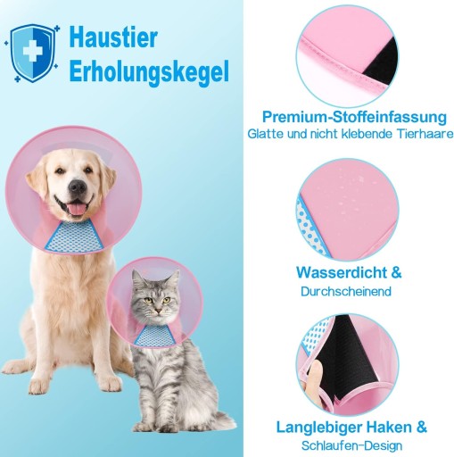 Pooperačný veterinárny obojok pre psov, mačky Veľkosť L 30-34 cm RUŽOVÝ