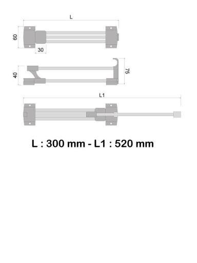Výsuvný nábytkový vešiak do šatníkových skríň, 300 mm