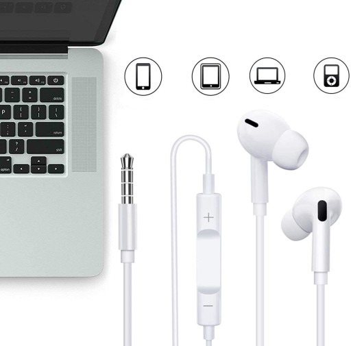 KÁBOVÉ SLÚCHADLÁ DO UŠÍ, BIELY MINI KONEKTOR 3,5 mm