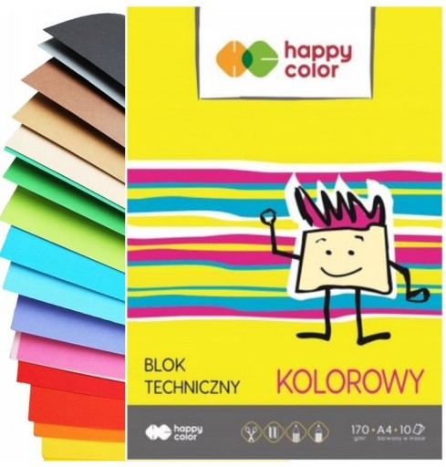 Technický blok A4 10k 170g farebný Happy Color