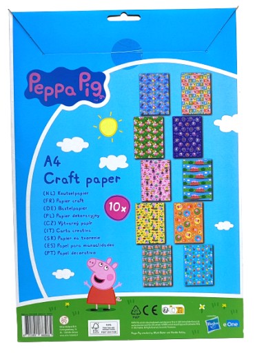SÚPRAVA DEKORAČNÉHO PAPIERA DEKRATÍVNA PEPPA PIG A4 10KS FSC