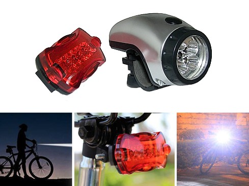 OSVETLENIE BICYKLOV Cyklistické svietidlá 5+5LED