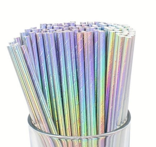 HOLI Iridescentné papierové slamky, 25 kusov, ekopapier