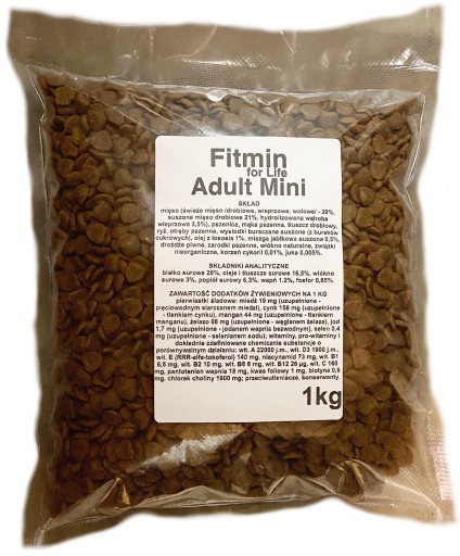Fitmin Adult Mini 1 kg krmiva pre psov podľa hmotnosti
