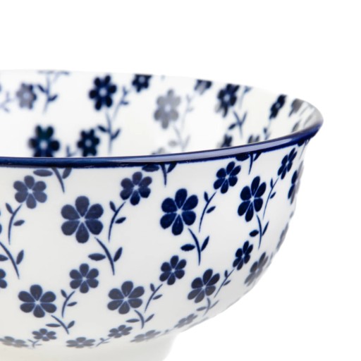 Miska NAVIA, námornícka modrá s kvetmi, 12 cm, HOMLA