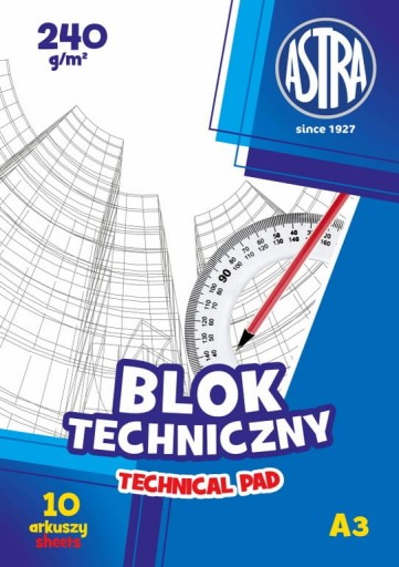 Technická podložka Astra A3, 10 listov, 240g, biela
