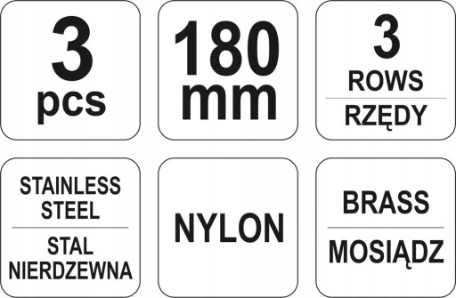 SADA DRÔTENÝCH KEFIEK na hrdzu, úzka, 3 ks 180 mm