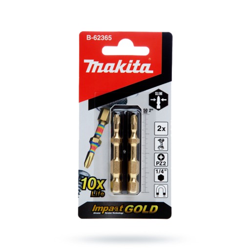 2 rázové bity PZ2 50mm IMPACT GOLD Makita B-62365
