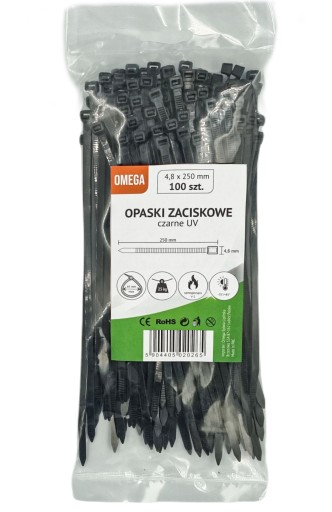 KABELOVÉ VIAZAČKY UV ČIERNA 4,8X250