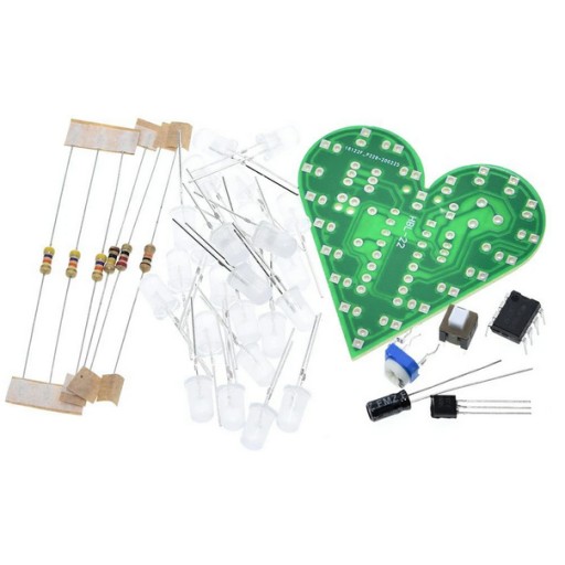 Blikajúce, plávajúce, pulzujúce LED srdce so svetelným efektom biela DIY Kit