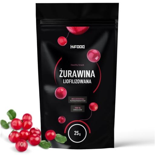 MRAZOM SUŠENÉ BRUSNICE 100% CELÉ 25g HiFOOD YUMMY
