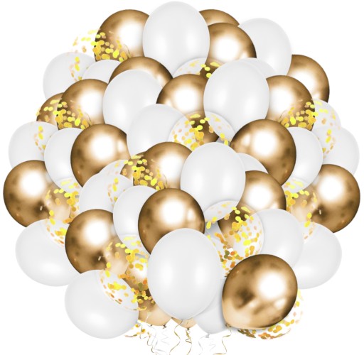 Balóny Communion Baptism Gold White Confetti 30 ks