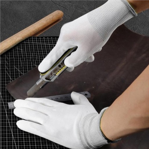 Pracovné rukavice potiahnuté PU Biela veľkosť 9 balenie 10 párov