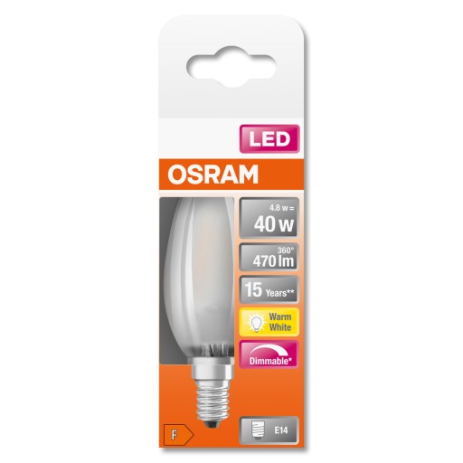 E14 B35 LED žiarovka 4,8W 2700K Stmievateľná OSRAM