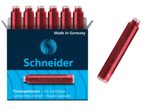 ŠTANDARDNÉ ČERVENÉ NÁPLŇOVÉ PERÁ, BALENIE 6, SCHNEIDER