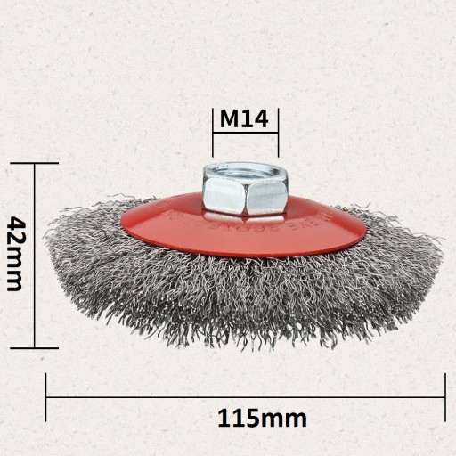 Drôtená kotúčová kefa na brúsku M14 115mm