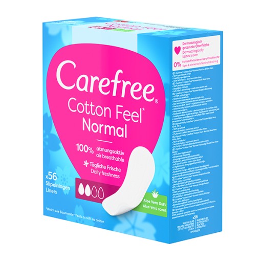 CAREFREE Cotton Feel Normal slipové vložky s vôňou aloe 56 ks