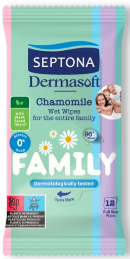 SEPTON DERMASOFT FAMILY Vlhčené obrúsky 12x