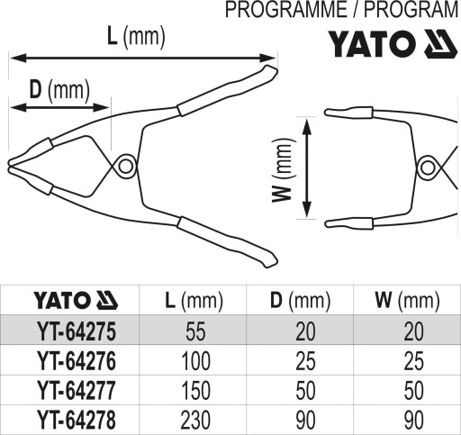 YATO Kovová pružinová svorka 150 mm rýchla