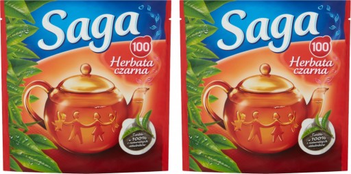 Čierny čaj v sáčkoch Saga 90ks x2