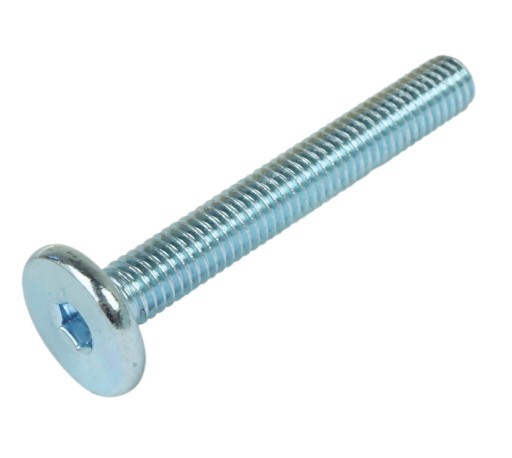 10x metrická skrutka M6 x 45 mm biela pozinkovaná s hlavou valca, nábytková skrutka