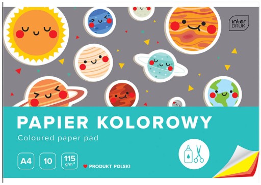 FAREBNÝ PAPIER, A4, 10 listov, 115G, INTERPRINT