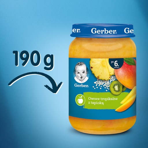 GERBER dezert z tropického ovocia s tapiokou 190g
