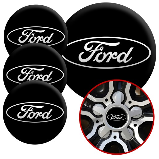 4 Emblémy Stredy ráfikov Kryty kolies Kolesá FORD TOP SET 60mm