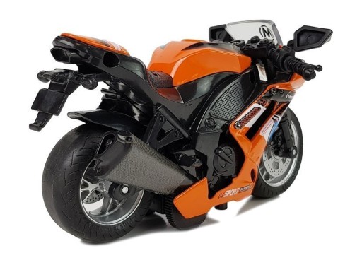 Motocykel s trecím pohonom Zvuky motora 1:14 oranžová