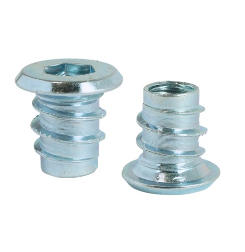 10x nátrubok na skrutkovanie M6 x 12 mm s nákružkom na drevo, ľavý závit