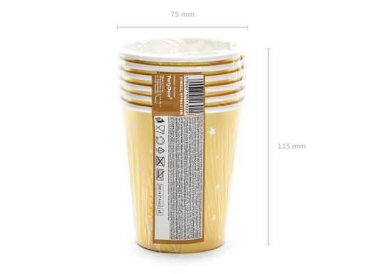 Šťastný Nový Rok zlaté papierové poháre 220ml Silvester